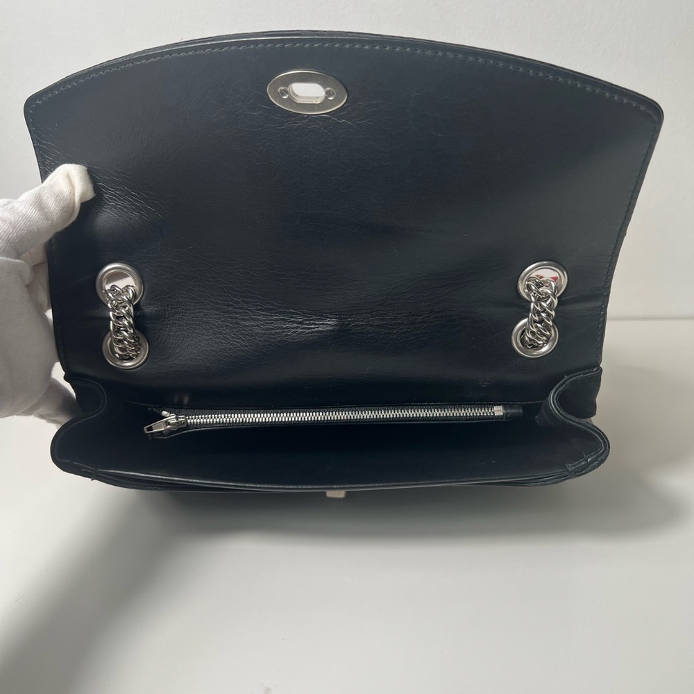 Balenciaga BB Satin Jacquard Black Logo Scarf Chain Shoulder Crossbody Bag Purse - Picture 11 of 13